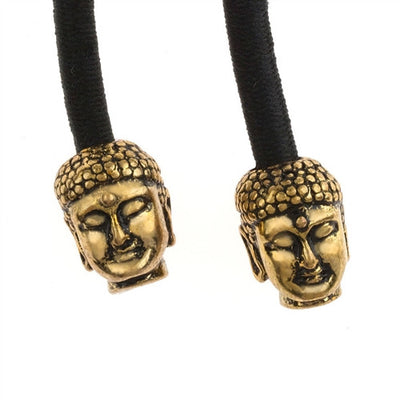 Pulleez sliding ponytail holder with gold buddha charm black cord