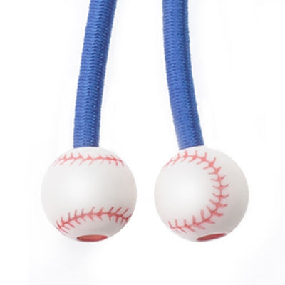 Sporteez sliding ponytail holder with baseball charms on blue elastic cord