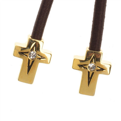 Pulleez sliding ponytail holder with gold cross charm 
