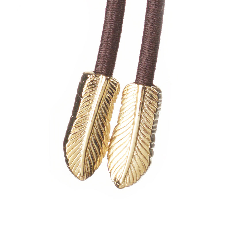 Pulleez sliding ponytail holder feather charm goldtone