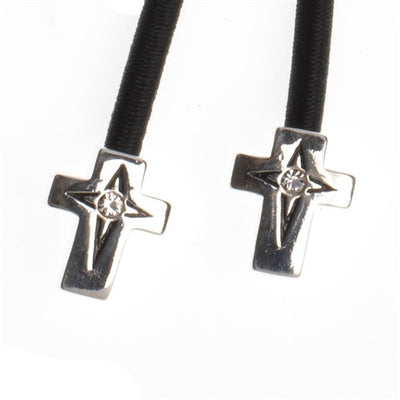 Pulleez sliding ponytail holder with silver cross charm