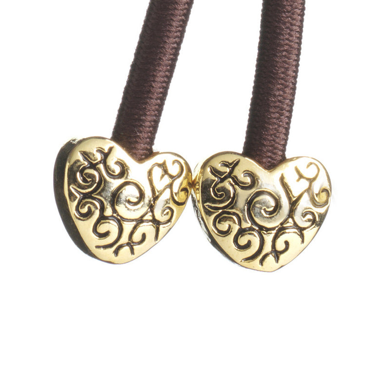 Pulleez sliding ponytail holder with gold heart charms 