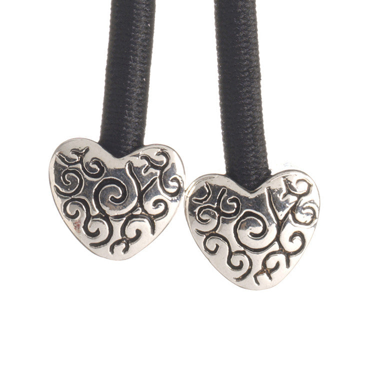 Pulleez sliding ponytail holder with silver heart charms